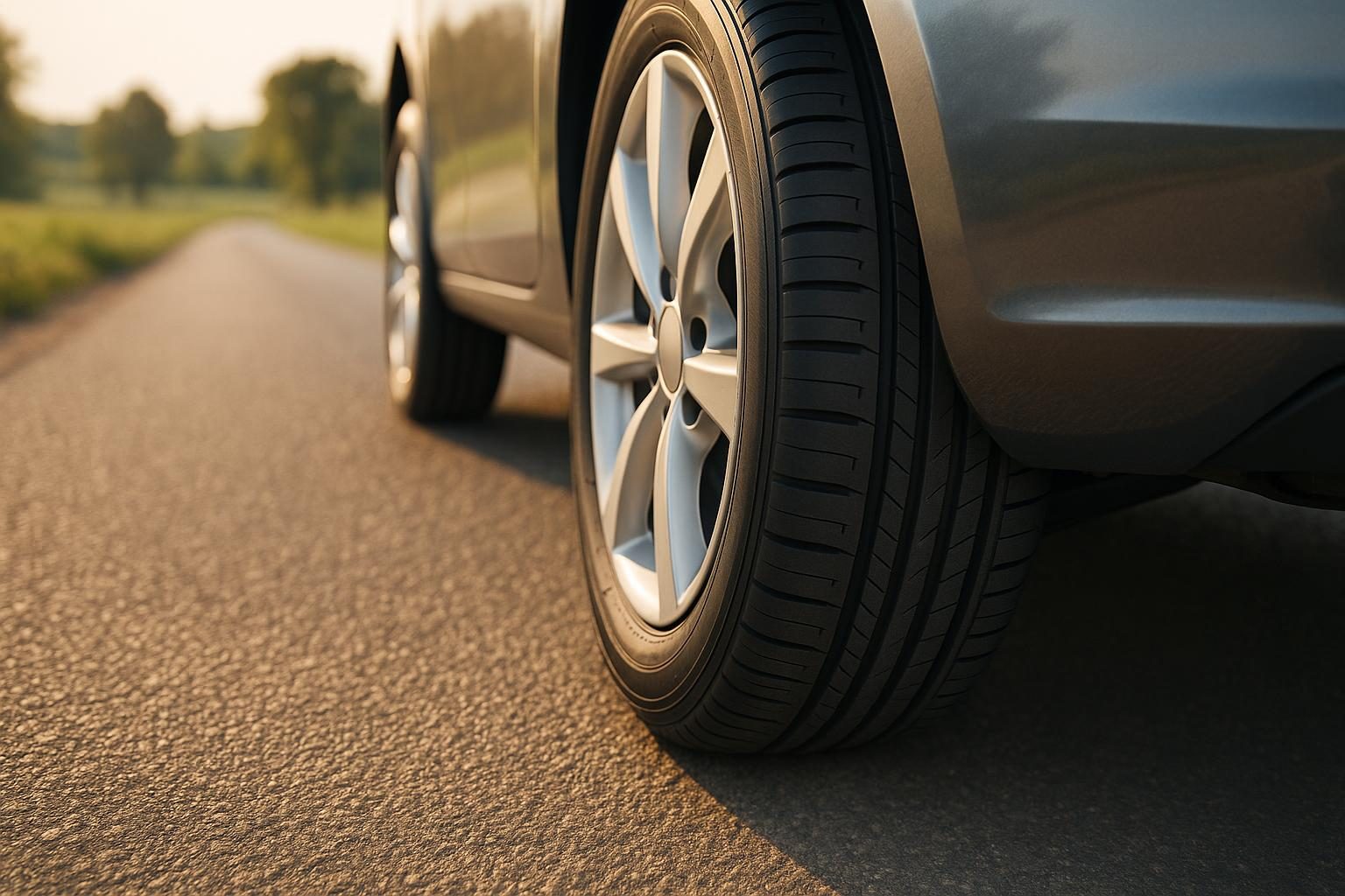 Sommerreifen auf sonniger Landstraße – Symbolbild für sparsames Fahren (KI-generiert, OpenAI)