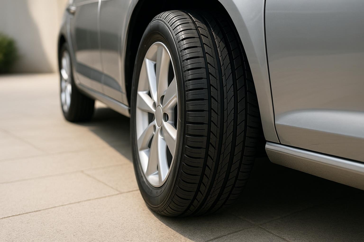 Sommerreifen 225/55 R17 auf silberner 17-Zoll-Alufelge (KI-generiert, OpenAI)